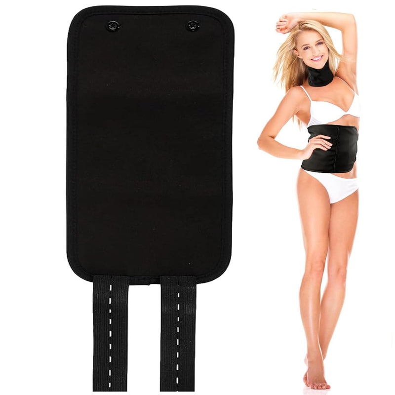 Castor Oil Pack Wrap,Organic Castor Oil Compression Cotton Wrap for Liver Detox, Stomach, Belly & Entire Body,Reusable Machine Washable Anti Oil Leak,Hot/Cold Compress Pads (Oil Not Included) (Black)